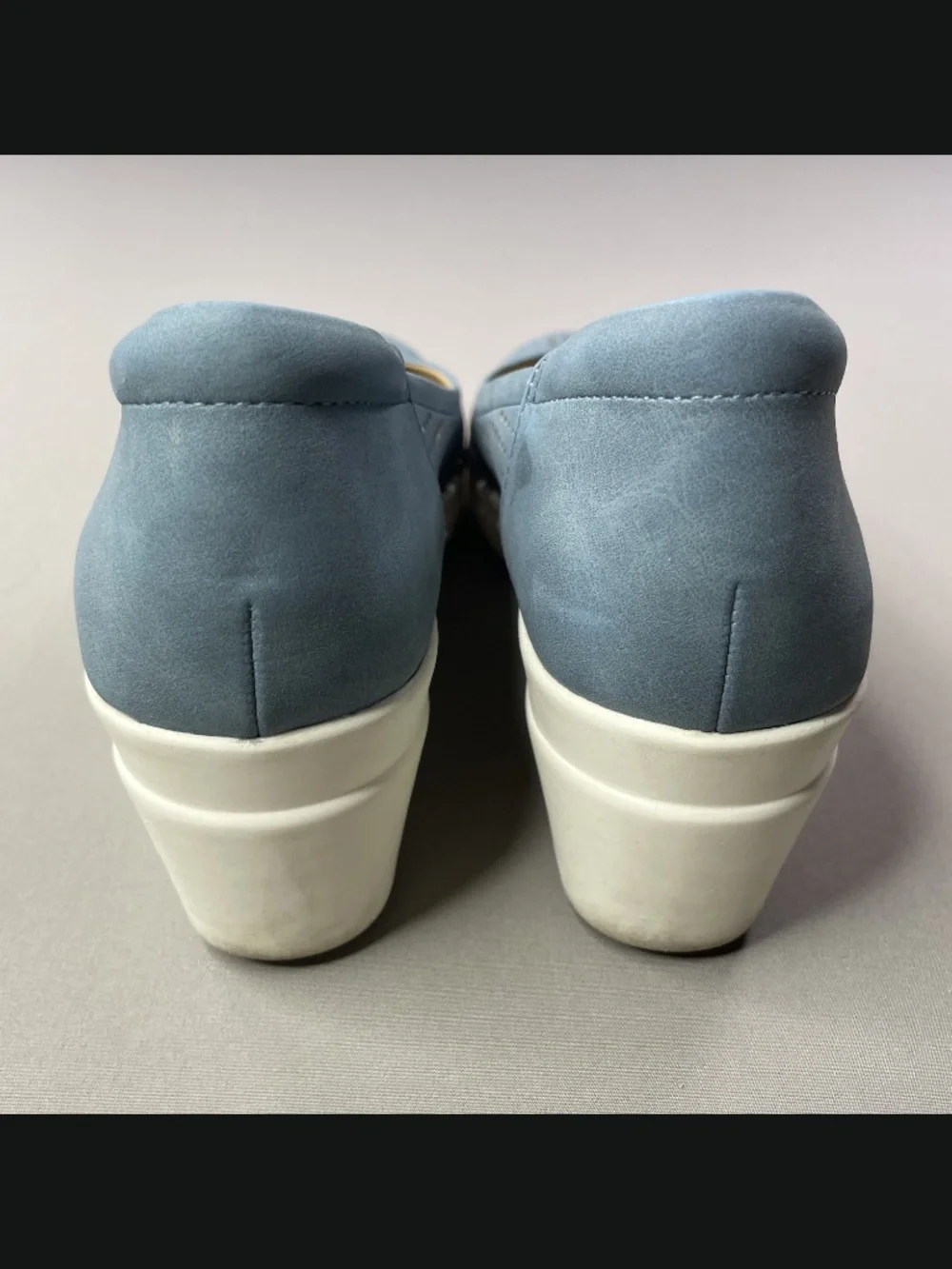Naturalizer Shoes Womens 6 blue white suede leather sam 2 wedge heels summer